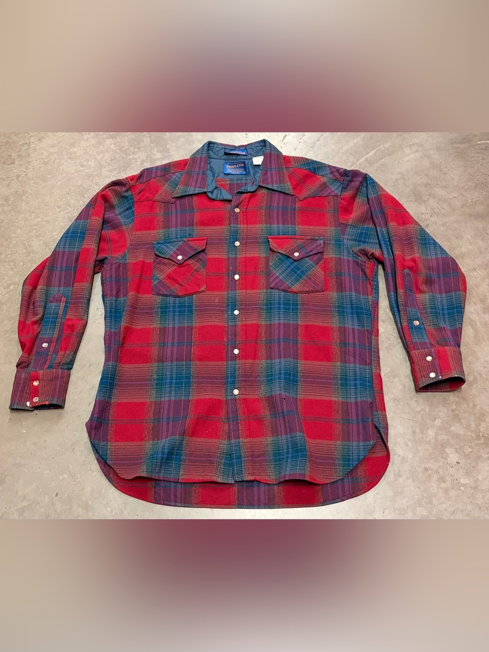 Pendleton Red and Blue Plaid Button-Down Western Shirt